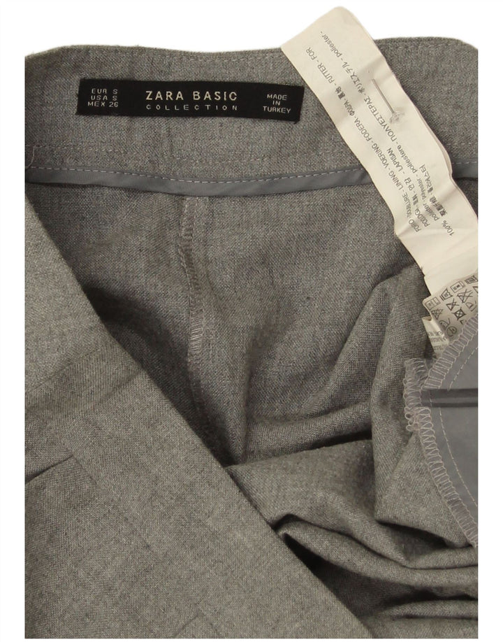Pantalon Capri Cullotes Femme Zara Petit W26 L19 Polyester Moucheté Gris