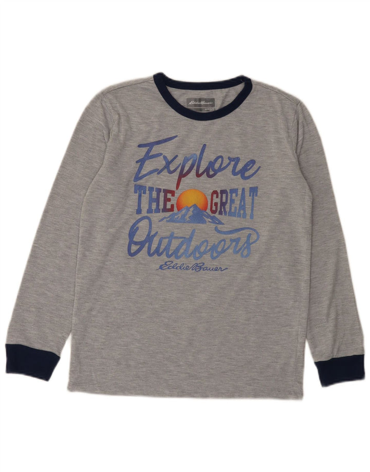 Eddie Bauer Haut graphique à manches longues pour garçon 10-11 ans Gris moyen moucheté