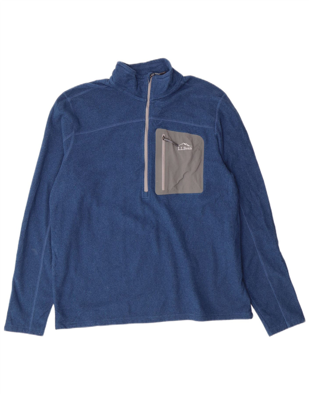 L.L.Bean Pull polaire à col zippé pour homme, grand bleu, polyester