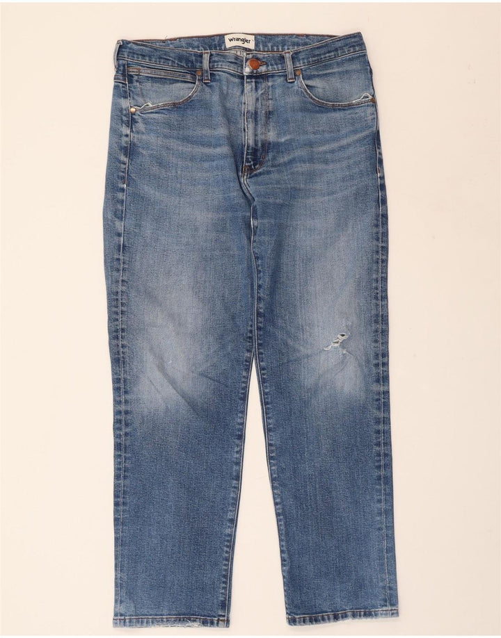 WRANGLER Jean droit vieilli homme W34 L30 bleu coton