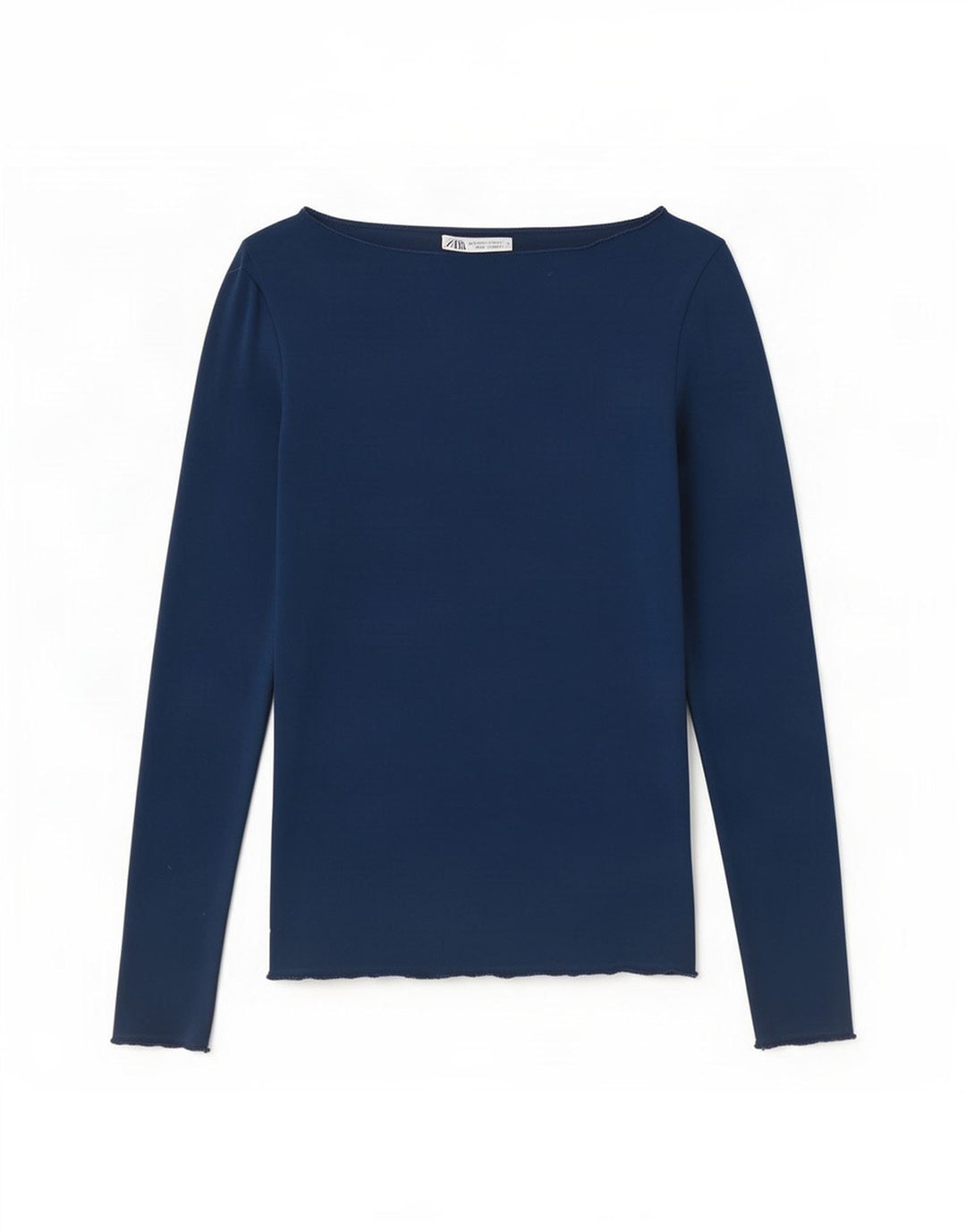 Zara Femme Top Manches Longues UK 8 Small Bleu Marine