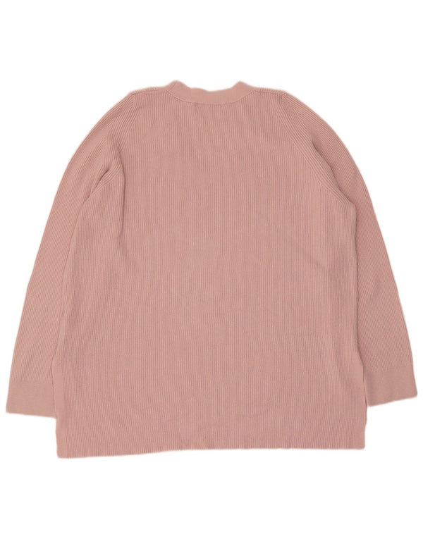 Marks & Spencer Pull col en V pour femme UK 14 Large Viscose Rose