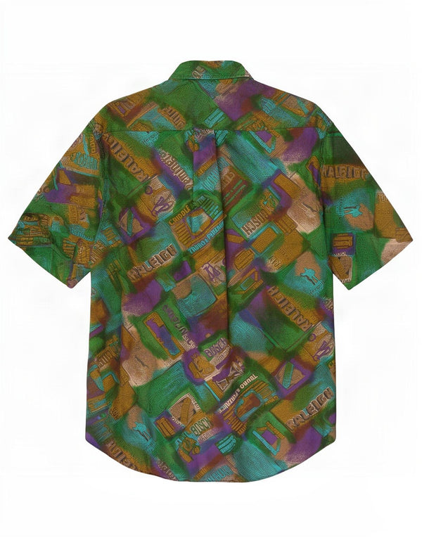West Coast Chemise graphique à manches courtes pour homme XL Vert Patchwork Viscose