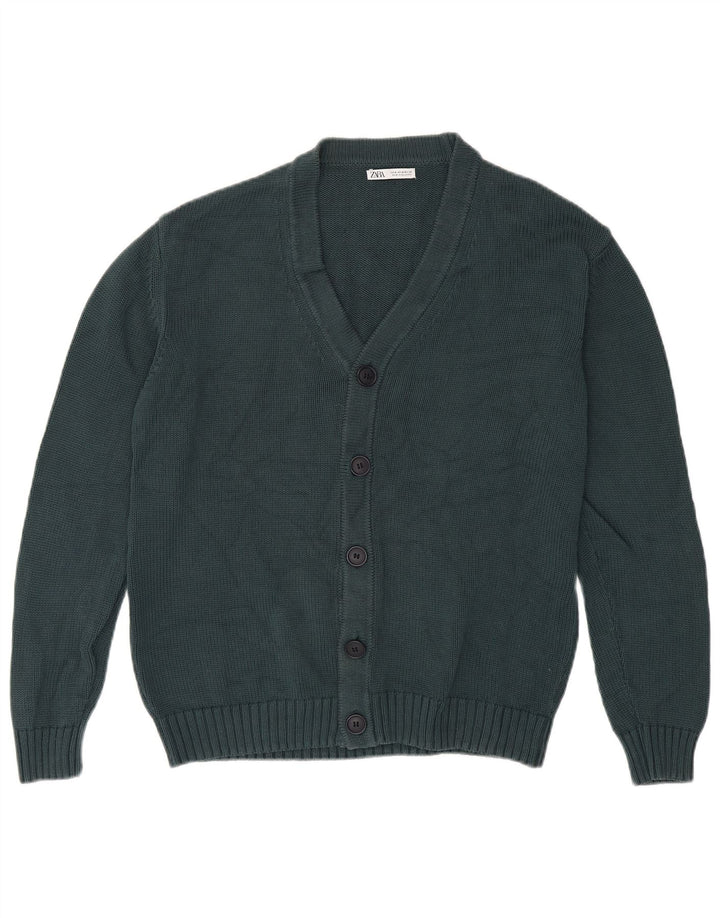 Pull Cardigan Zara Homme Vert Moyen
