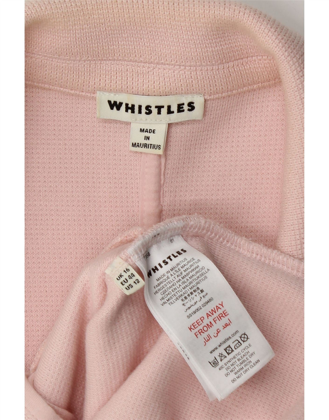 Whistles Veste Blazer 2 Boutons Femme UK 16 Grand Coton Rose