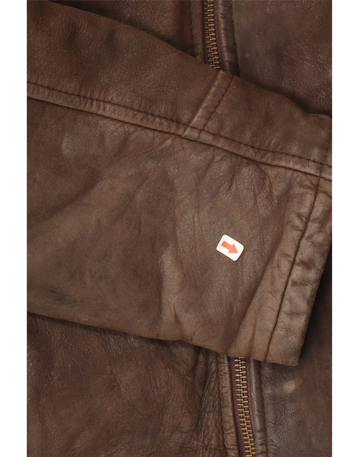 veste en cuir homme vintage UK 38 Cuir brun moyen
