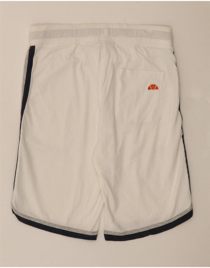 Ellesse Short de Sport Graphique Homme Blanc Moyen Coton Colorblock