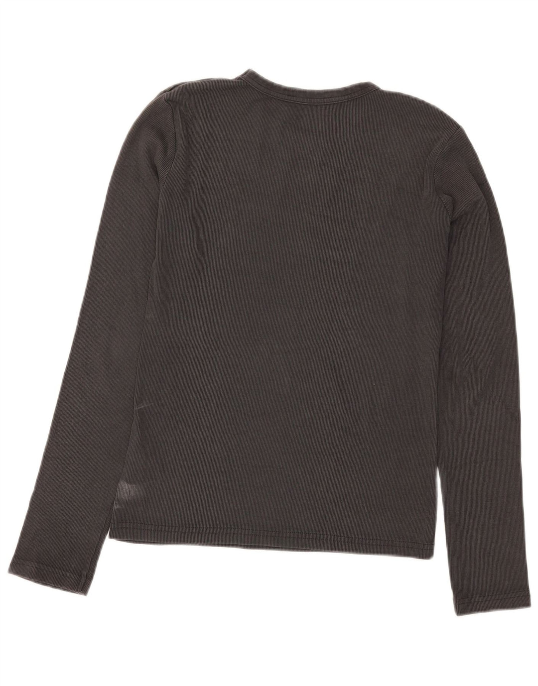 Zara Femme Top Manches Longues UK 14 Large Gris Coton
