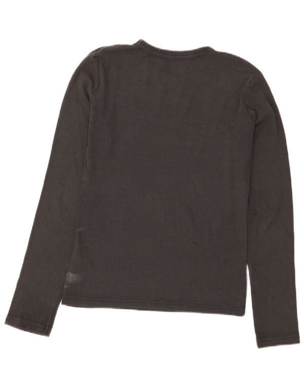 Zara Femme Top Manches Longues UK 14 Large Gris Coton