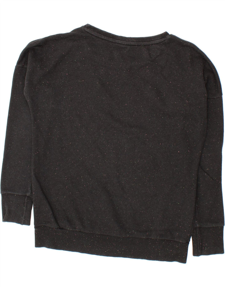 PUMA Womens Oversized Sweatshirt Jumper UK 14 Large  Black Flecked Cotton Vintage Puma and Second-Hand Puma from Messina Hembry 