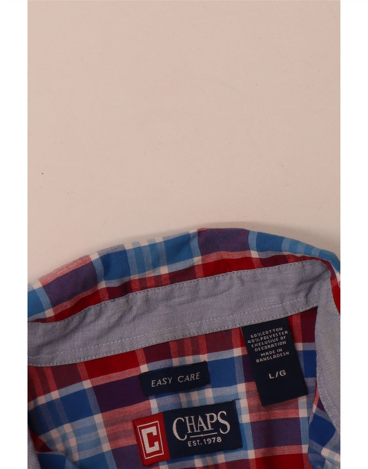 Chaps Chemise à manches courtes pour homme en coton à grands carreaux rouges