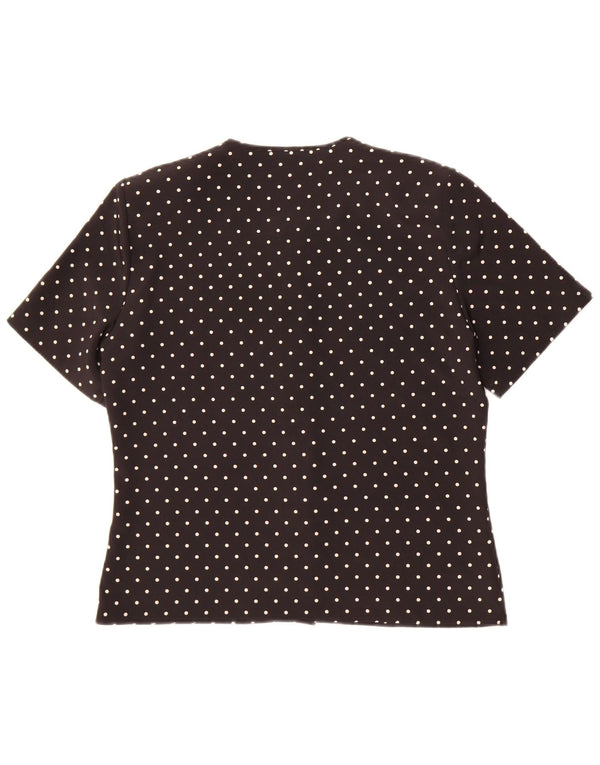 St Michael Womens Short Sleeve Shirt Blouse UK 12 Medium Black Spotted