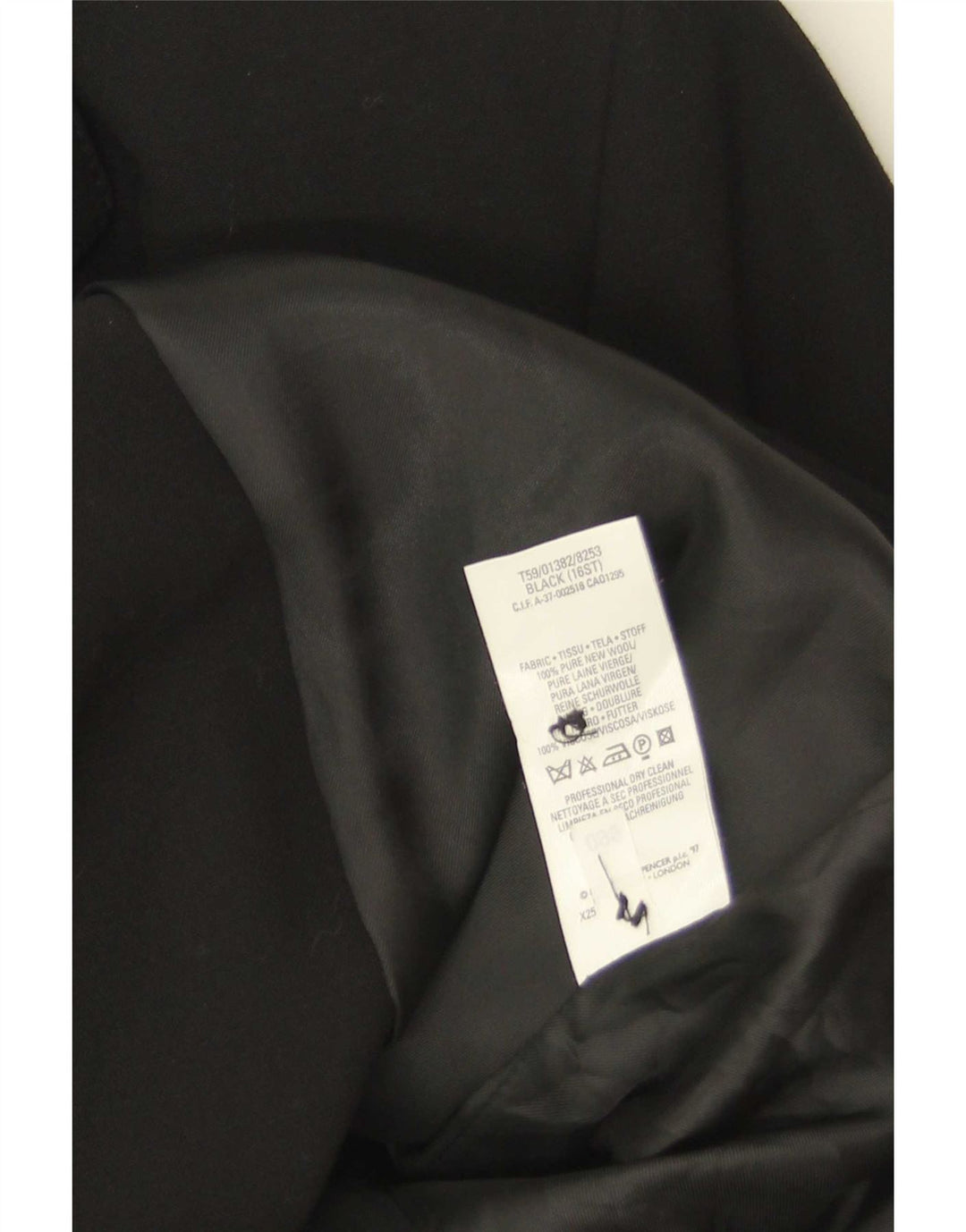 Marks & Spencer Manteau pour femme UK 16 Grande laine vierge noire