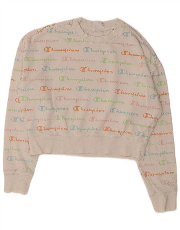 Champion Sweat-shirt court graphique pour femme UK 14 Blanc moyen