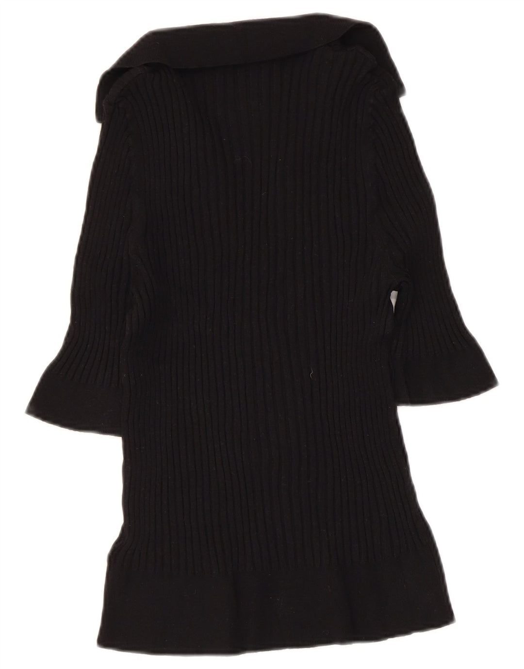 MARKS & SPENCER Pull court à col polo pour femme UK 16 Large Noir