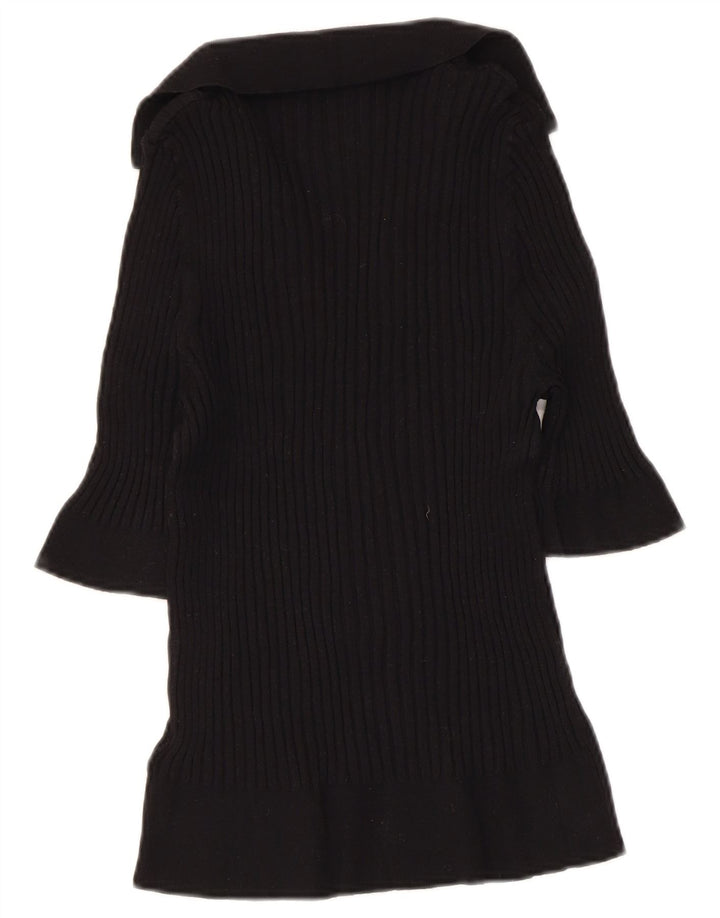 MARKS & SPENCER Pull court à col polo pour femme UK 16 Large Noir