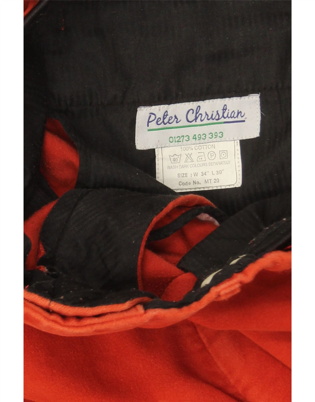 PETER CHRISTIAN Pantalon Chino Droit Homme W34 L30 Rouge Coton