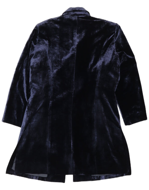Hardy Amies Veste blazer longue en velours pour femme EU 46 XL Bleu marine Acrylique