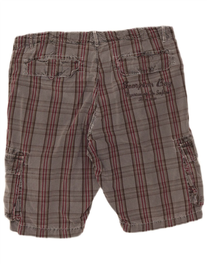 Scorpion Bay Short cargo pour homme W36 en coton à carreaux gris grand