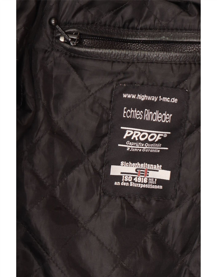 Highway 1 Veste de motard en cuir pour homme Taille 60 4XL Cuir noir