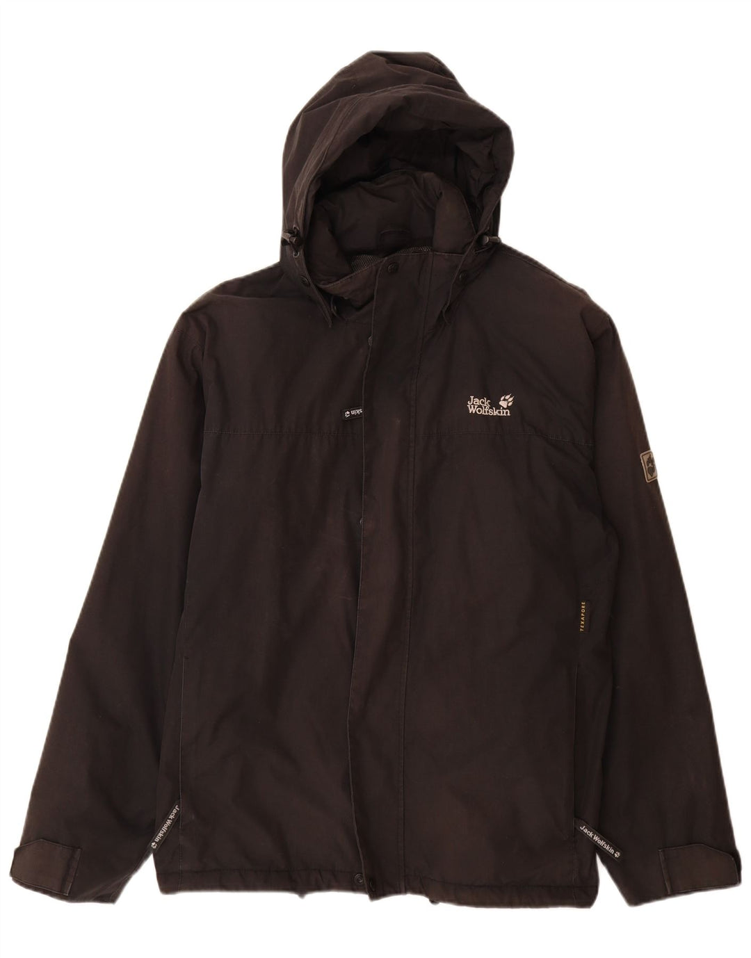 Jack Wolfskin Veste coupe-vent à capuche pour homme UK 40/42 Large Noir Polyester