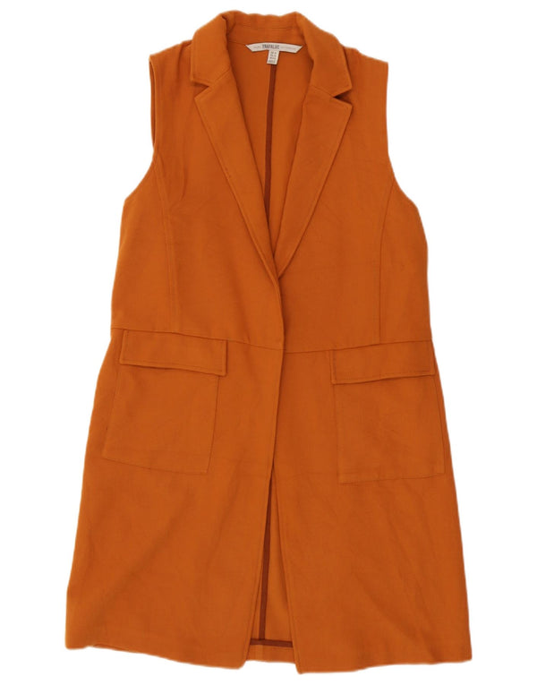 Zara Femme Trafaluc Longline Gilet UK 12 Orange Moyen Polyester