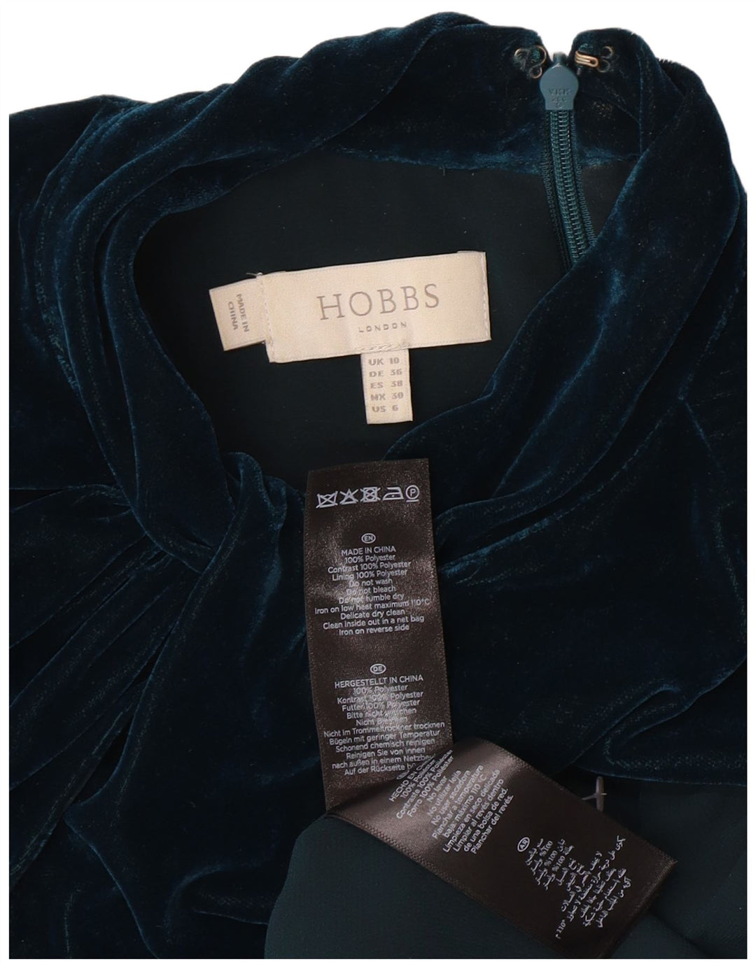 HOBBS Robe trapèze surdimensionnée en velours pour femme UK 10 Petit colorblock vert