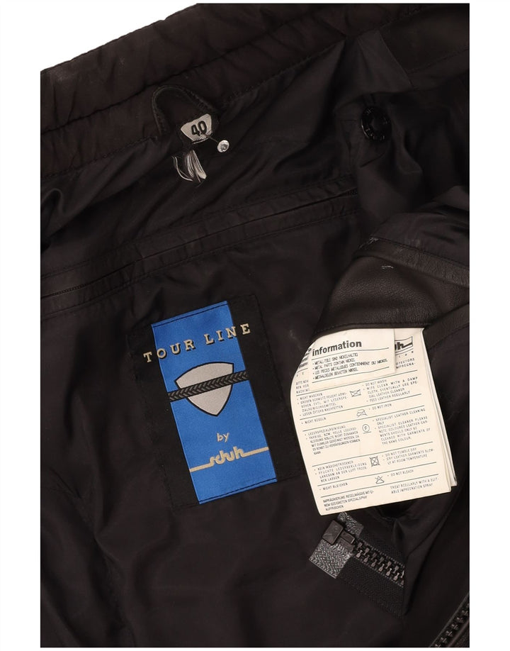 SCHUH Womens Moto Racer Leather Jacket IT 40 Small Black Leather