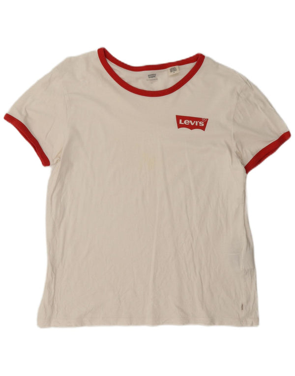Levi's T-Shirt Femme UK 16 Large Blanc Coton