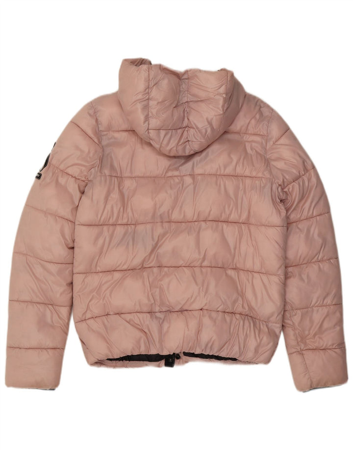 Superdry Veste matelassée à capuche pour femme UK 12 Nylon rose moyen