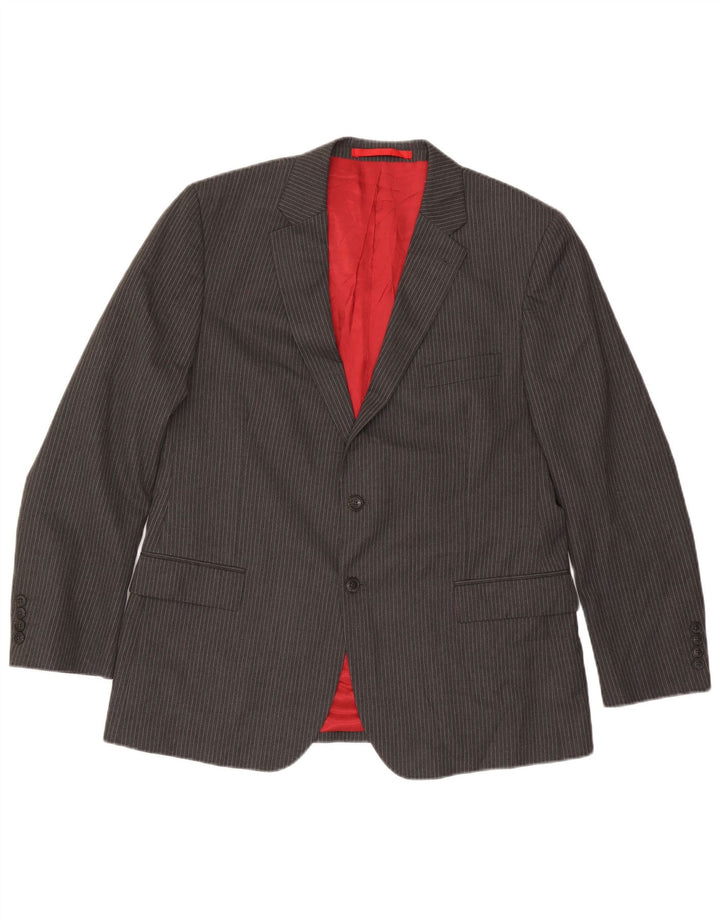 Marks & Spencer Veste blazer à 2 boutons pour homme UK 44 XL Gris à fines rayures