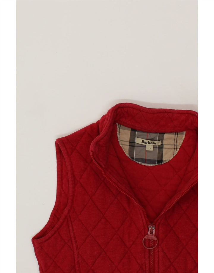 BARBOUR Womens Quilted Gilet UK 12 Medium Red Polyester Vintage Barbour and Second-Hand Barbour from Messina Hembry 