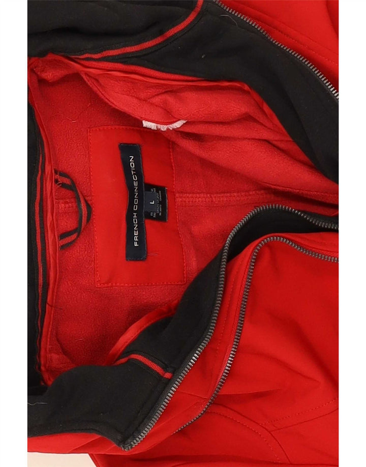 French Connection Veste de pluie à capuche coupe régulière pour femme UK 14 Large Rouge