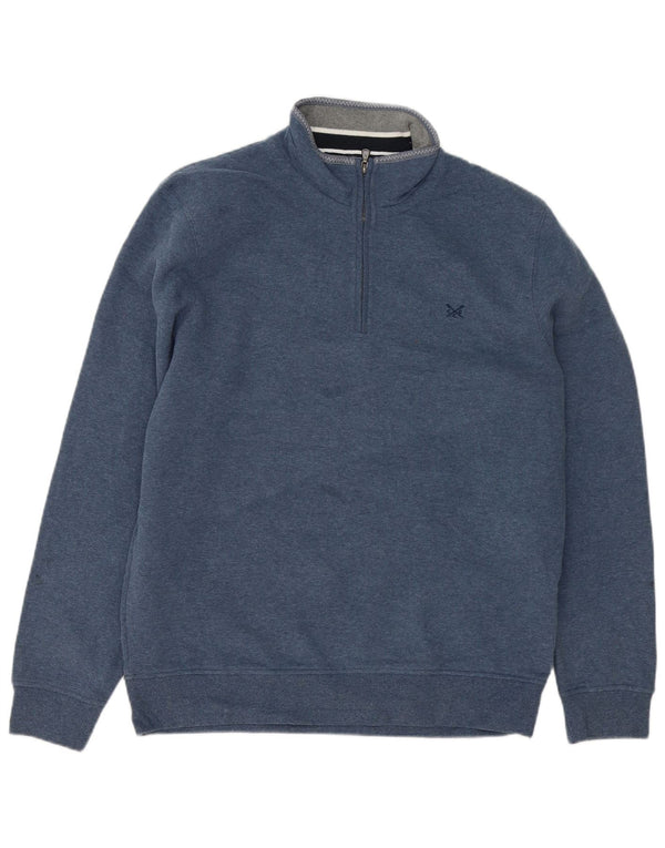 Crew Clothing Sweat-shirt à col zippé pour homme en coton bleu marine Taille L