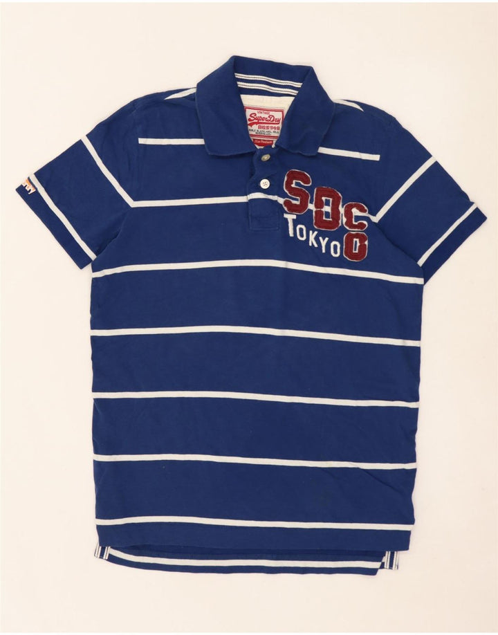 SUPERDRY Polo Graphique Homme Bleu Moyen Rayé Coton