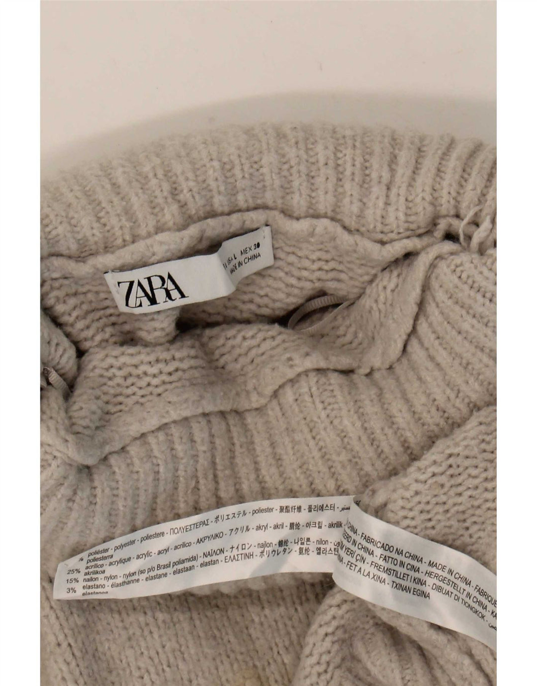 Zara Pull surdimensionné à col roulé pour femme UK 14 Large Gris Polyester