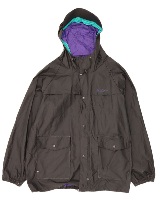 Columbia Veste de pluie à capuche pour homme UK 40 Large Noir Nylon