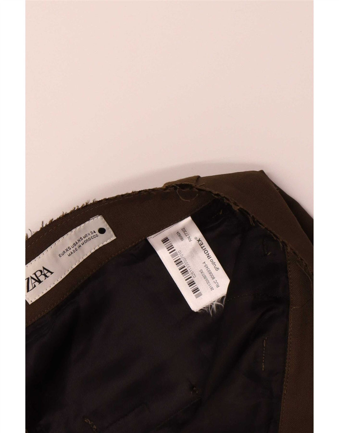 Zara Pantalon Chino Bootcut Femme XS W24 L33 Kaki Polyester