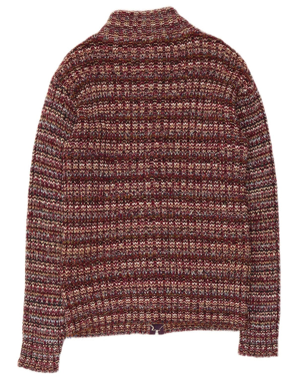 vintage Womens Cardigan Sweater UK 10 Petit Acrylique Multicolore