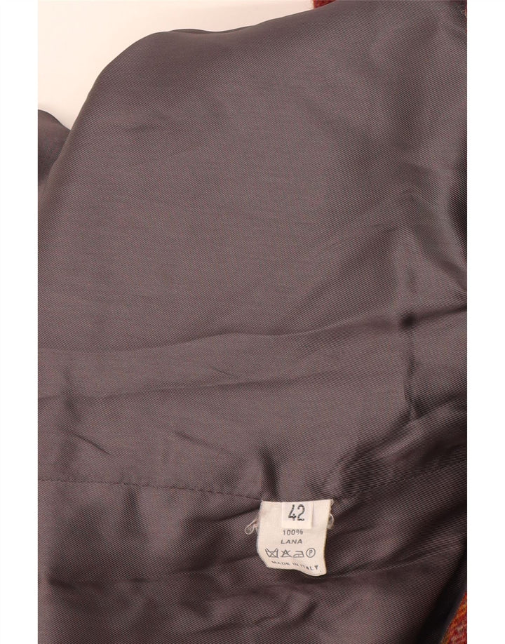 Lanolini Veste Blazer 3 Boutons Femme IT 42 Laine à Carreaux Marron Moyen
