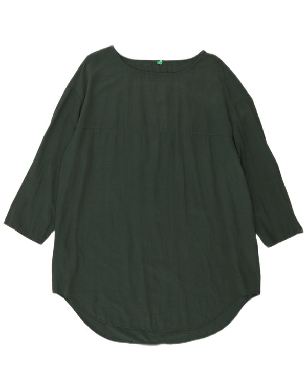Benetton Tunique à manches 3/4 pour femme UK 16 Large Vert Viscose