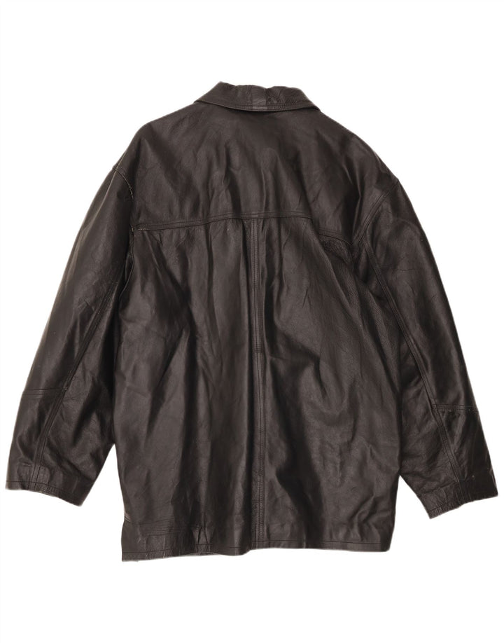 VINTAGE Veste en cuir homme IT 54 2XL Cuir noir