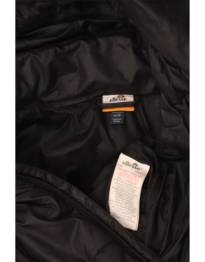 ELLESSE Veste matelassée à capuche surdimensionnée pour femme UK 12 Noir moyen Polyester