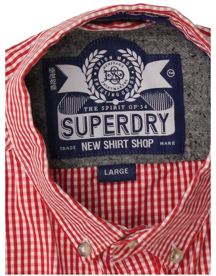 SUPERDRY Chemise à Manches Courtes Homme Grand Rouge Vichy Coton