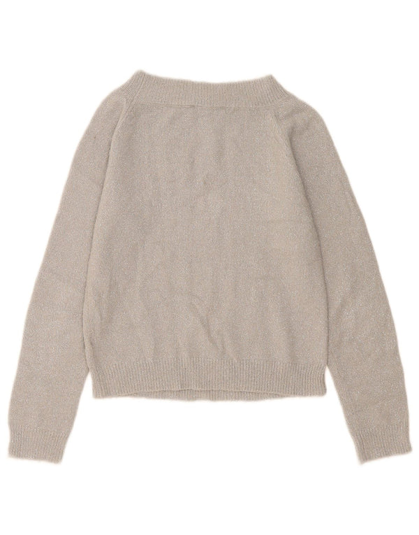 Oasis Pull court à col bateau pour femme UK 6 XS Acrylique moucheté gris