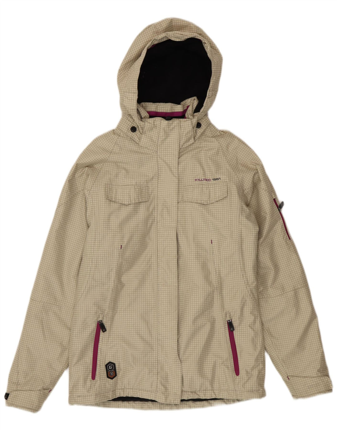Killtec Veste Coupe-Vent Fille 15-16 Ans Beige Carreaux Polyester