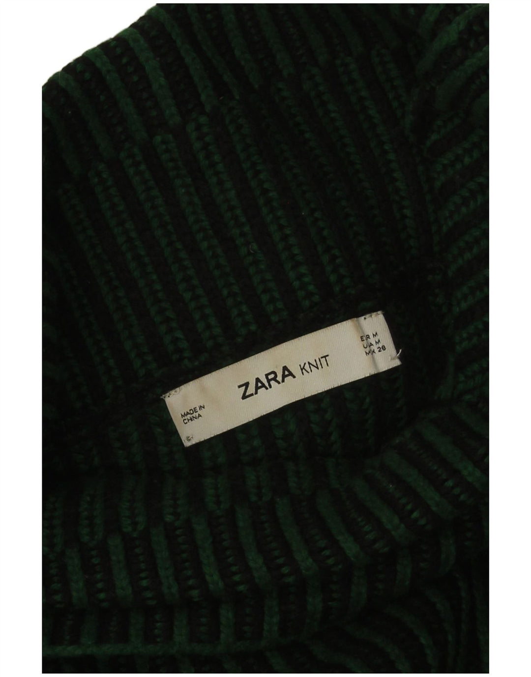 Zara Pull surdimensionné à col roulé pour femme UK 14 Rayé vert moyen