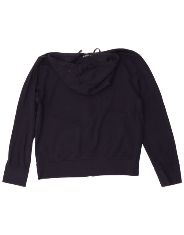 Zara Pull à capuche zippé pour femme UK 14 Viscose bleu marine moyen