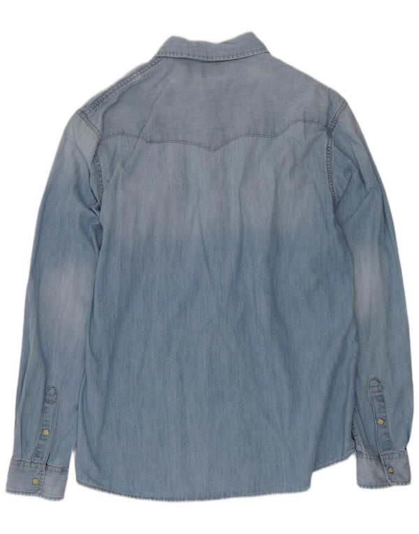 Wrangler Chemise en jean coupe droite pour homme en coton bleu moyen