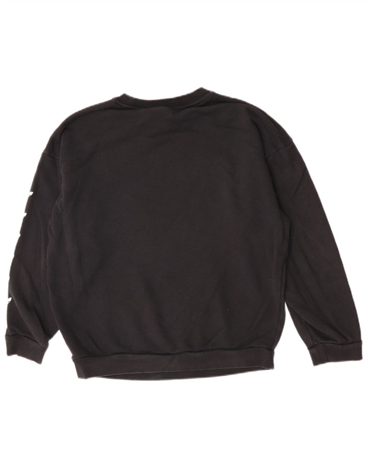 Adidas Sweat-shirt surdimensionné graphique pour femme UK 12 en coton noir moyen
